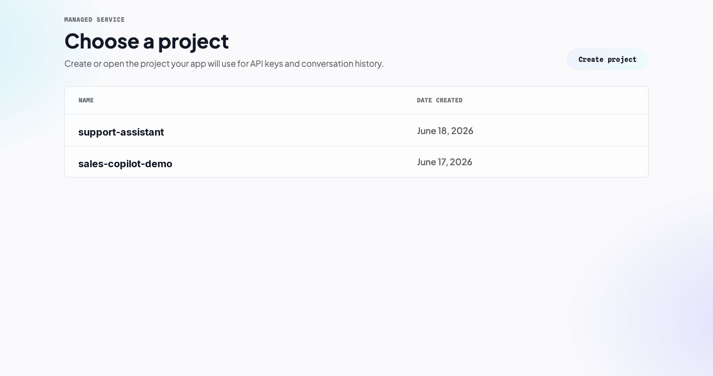 The cloud-hosted project list.